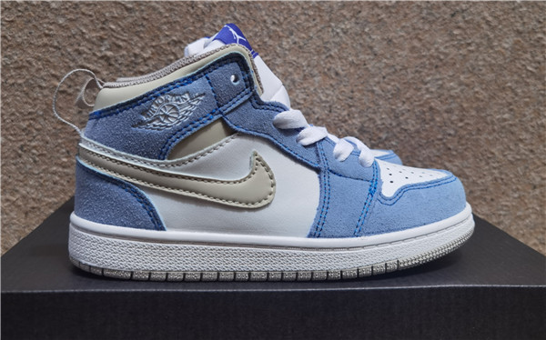 Youth Running Weapon Air Jordan 1 Blue/White Shoes 069